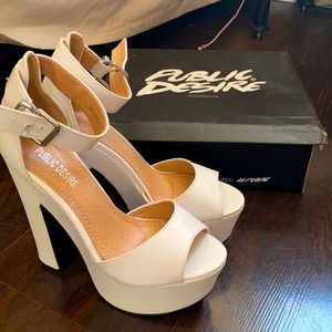 White Platform heels